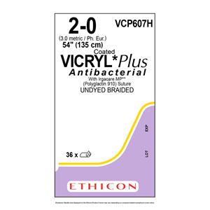 Coated Vicryl Plus Suture 2-0 54" Triclosan, Polyglactin 910 36/Bx