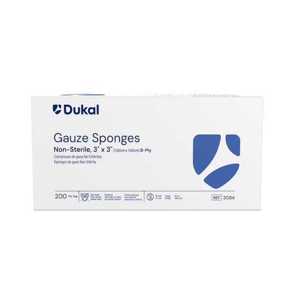 100% Woven Cotton Gauze Sponge 3x3" 8 Ply Non-Sterile Square LF