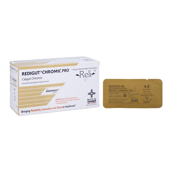Reli Redigut Suture 4-0 18" Chromic Gut YFS-2 Natural 12/Bx