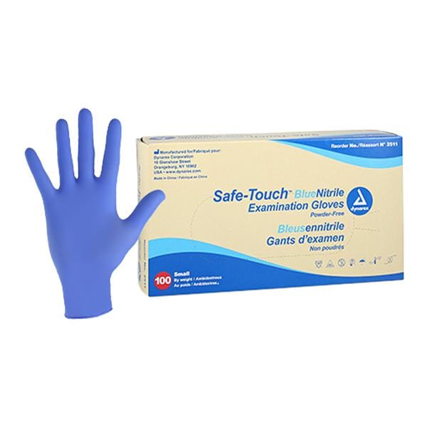 Safe-Touch Nitrile Exam Gloves Small Blue Non-Sterile
