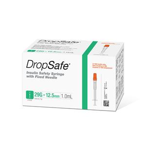 DropSafe Insulin Syringe 29gx1/2" 1mL Safety Low Dead Space 800/Ca