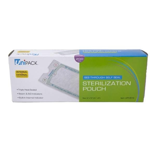 Unipack Sterilization Pouch Heat Seal 3.5 in x 10 in 3200/Ca