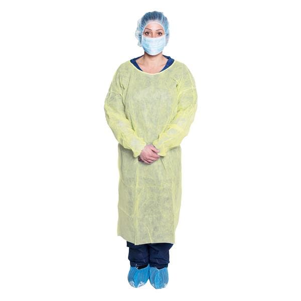 Dukal Isolation Gown Spunbond Polypropylene X Large Yellow 50/Ca