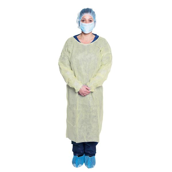 Dukal Gown Spunbond Polypropylene One Size Yellow 50/Ca