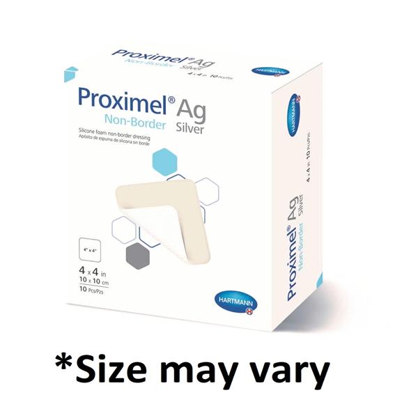 Proximel Ag Silicone Foam Non-Border Dressing 6x6" Sterile Square Adhs Wht/Tn
