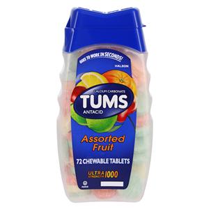Tums Antacid Chewable Tablets Ultra Strength Assorted Fruit Bottle 72/Bt, 24 BT/CA