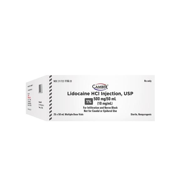 Lidocaine HCl Injection 1% MDV 50mL 25/Package