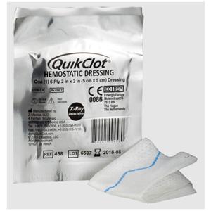 QuikClot Kaolin Hemostatic Dressing 2x2