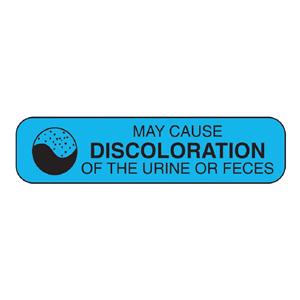 Warning Label May Cs Discoloration of Th Urn OR Fcs Blu/Blk 1-5/8x3/8  1000/Pk