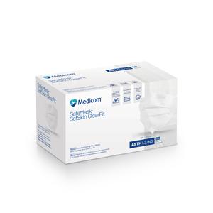 SafeMask SofSkin ClearFit Earloop Mask ASTM Level 3 Anti-Fog White 50/Bx