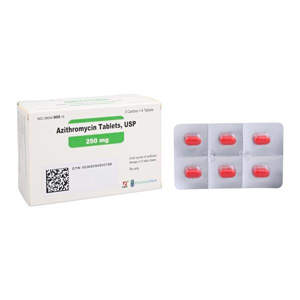 Azithromycin Tablets 250mg Blister Pack 3x6/Package Each