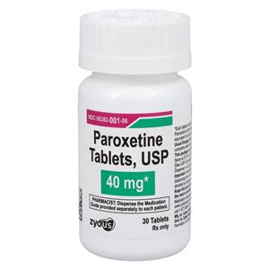 Paroxetine HCl Tablets 40mg Bottle 30/Bottle Each