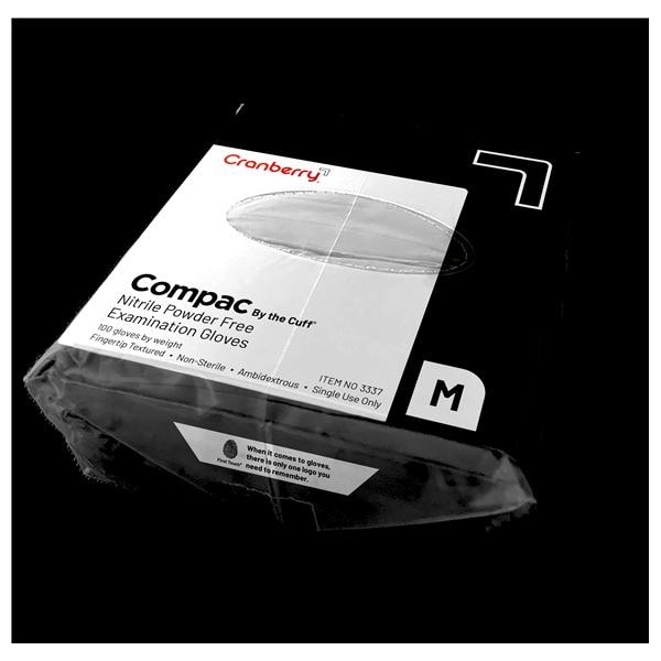Compac By the Cuff Nitrile Exam Gloves X-Small Black Non-Sterile, 20 BG/CA