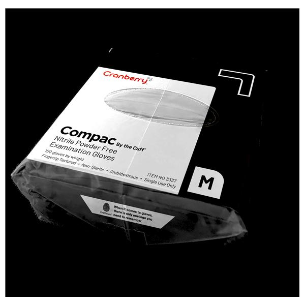 Compac By the Cuff Nitrile Exam Gloves Small Black Non-Sterile, 20 BG/CA