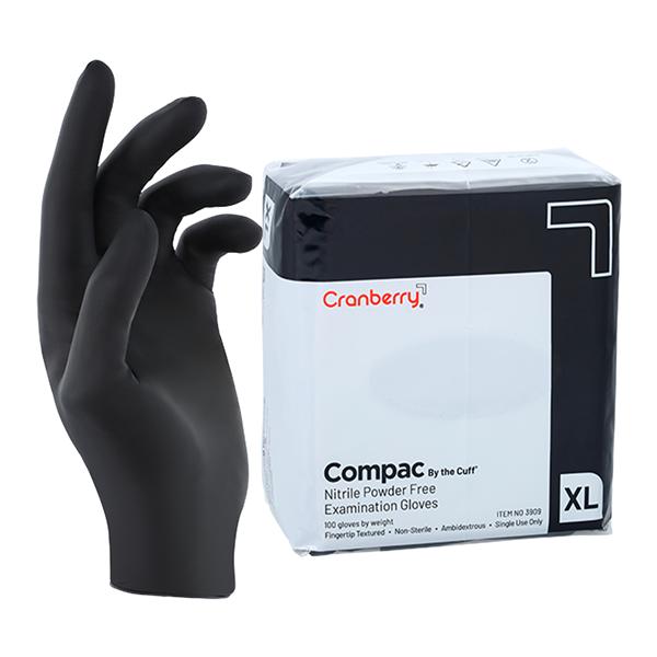 Compac By the Cuff Nitrile Exam Gloves X-Large Black Non-Sterile 100/Bg, 20 BG/CA