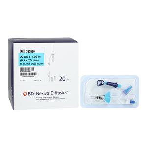 Nexiva Diffusics IV Catheter 22 Gauge 1" Pink Closed System 20/Bx