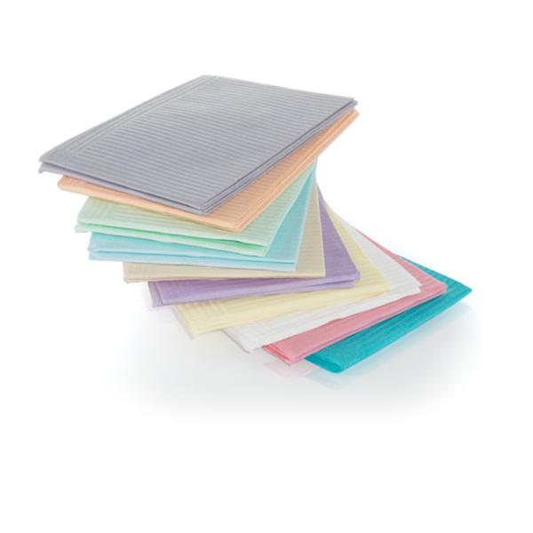 SafeBasics Patient Bib 2 Ply Tissue / Poly 13 in x 18 in Peach Disposable 500/CA