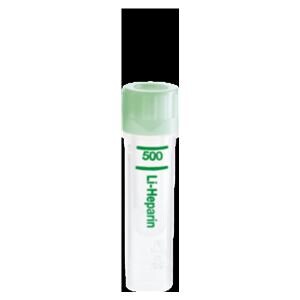Microvette Capillary Blood Collection Tube Transparent 500uL Grn Lthm Hep 100/Pk