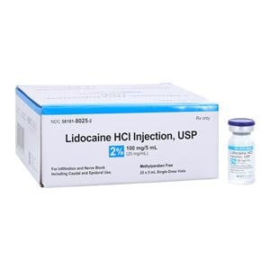 Lidocaine HCl Injection 2% SDV 25/Package