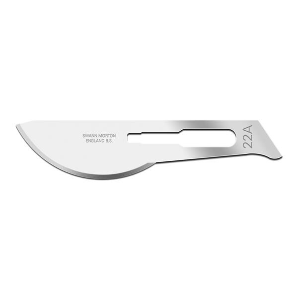 Swann Morton Carbon Steel Sterile Surgical Blade 22A Single-Use 100/Bx