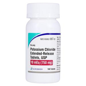 Potassium Chloride Extended-Release Tablets 10mEq Bottle 100/Bottle Each