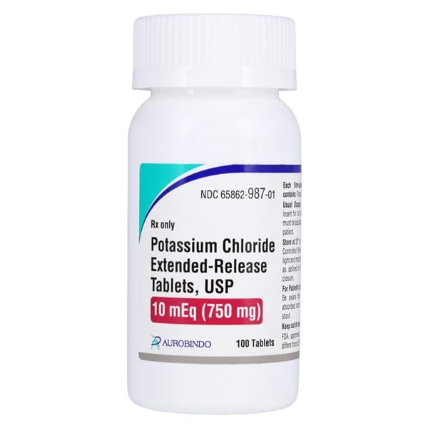 Potassium Chloride Extended-Release Tablets 10mEq Bottle 100/Bottle Each