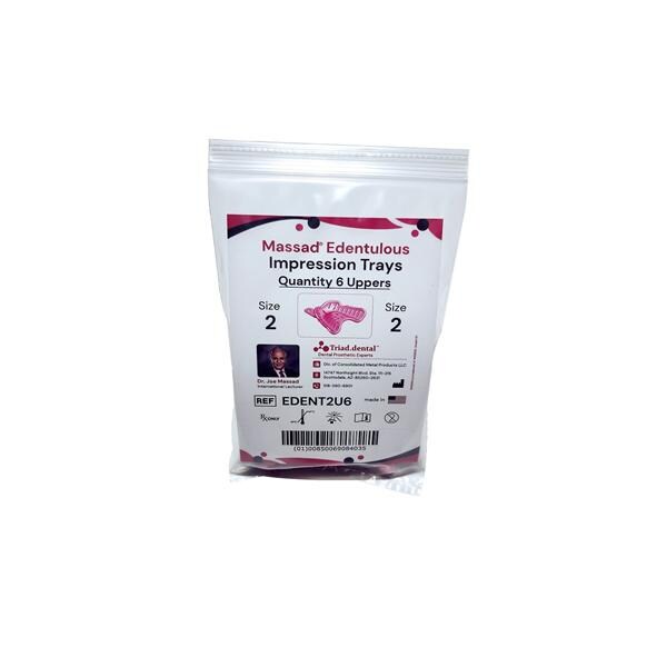 Massad Disposable Edentulous Impression Trays 2 S/M Upper Standard Pack 6/Pk