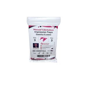 Massad Disposable Edentulous Impression Trays 3 Medium Lower Standard Pack 6/Pk