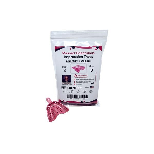Massad Disposable Edentulous Impression Trays 3 Medium Upper Standard Pack 6/Pk