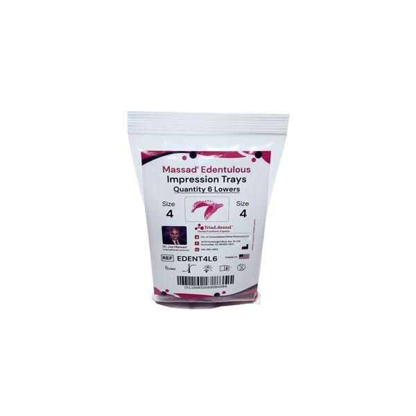 Disposable Edentulous Impression Trays 4 Medium / Large Lower Standard Pack 6/Pk