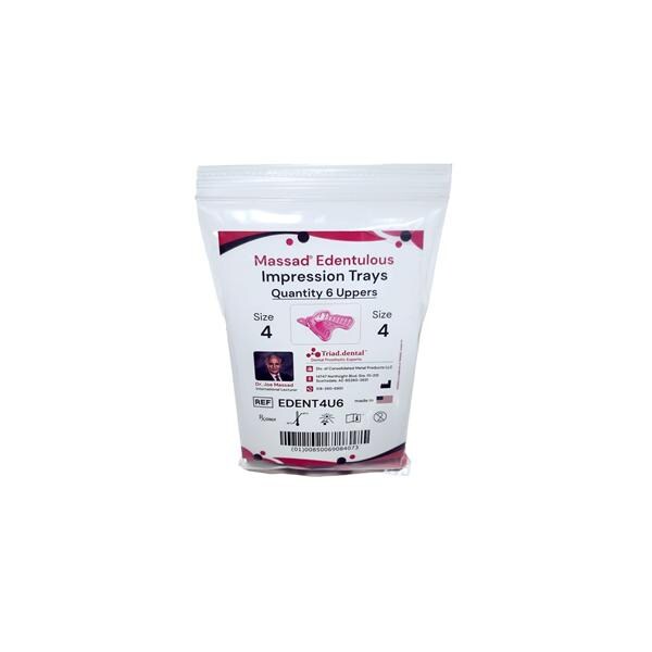 Massad Disposable Edentulous Impression Trays 4 M/L Upper Standard Pack 6/Pk