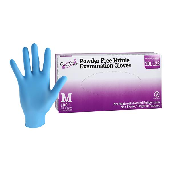 OmniTrust Nitrile Exam Gloves Medium Blue Non-Sterile, 10 BX/CA