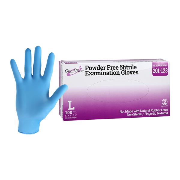 OmniTrust Nitrile Exam Gloves Large Blue Non-Sterile, 10 BX/CA