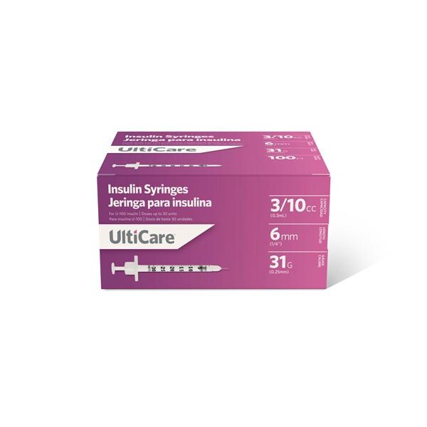 UltiCare Insulin Syringe/Needle 31gx1/4" 0.3mL _ Low Dead Space 500/Ca