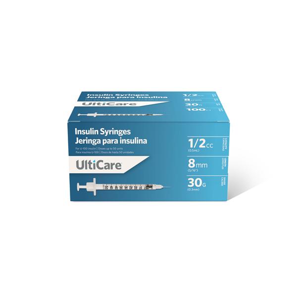 UltiCare Insulin Syringe/Needle 30gx5/16" 0.5mL _ Low Dead Space 500/Ca