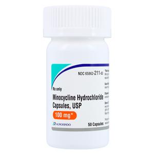 Minocycline HCl Capsules 100mg Bottle 50/Bottle Each