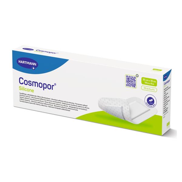Cosmopor Silicone Post-Op Dressing 4x14" 3Lyr Strl Rctngl NAdh Slcn Adh Wht Abs