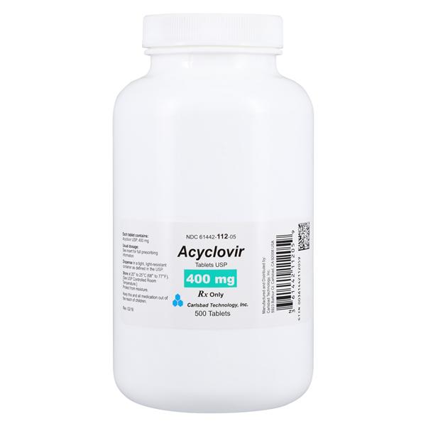 Acyclovir Tablets 400mg Bottle 500/Bottle Each