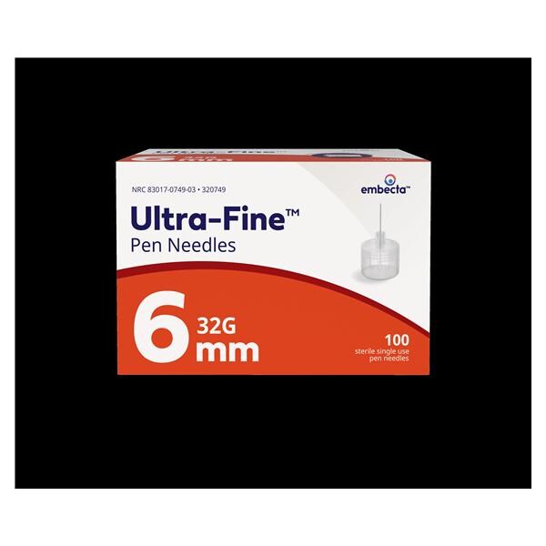 Ultra-Fine Diabetes Pen Needle 32gx6mm Clear Non-Safety 100/Bx, 12 BX/CA