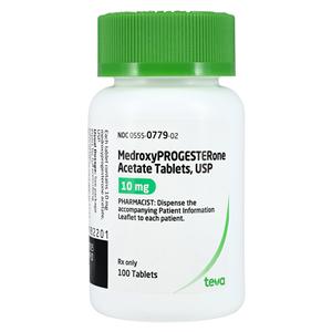 Medroxyprogesterone Acetate Tablets 10mg Bottle 100/Bottle Each
