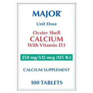 Oyster Shell Calcium Tablets 250mg Unit Dose Blister Pack 100/Pk