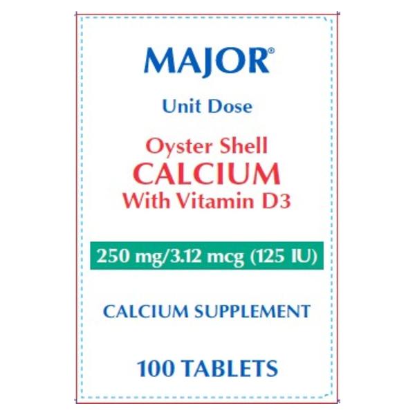 Oyster Shell Calcium Tablets 250mg Unit Dose Blister Pack 100/Pk
