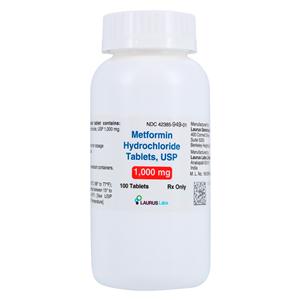Metformin HCl Tablets 1000mg Bottle 100/Bottle Each