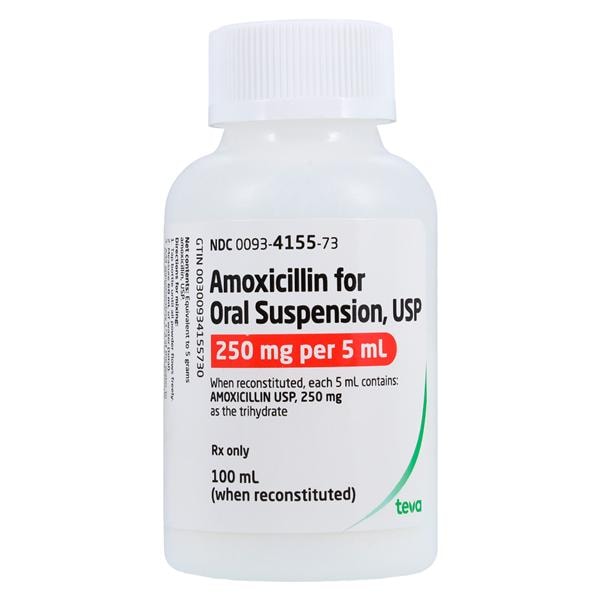Amoxicillin Oral Suspension 250mg/5mL Mixed Berry Bottle 100mL Ea...