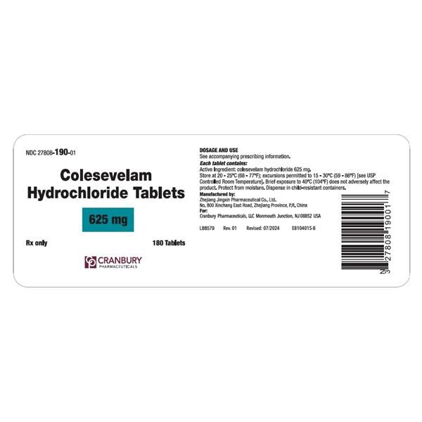 Colesevelam HCl 625mg Each