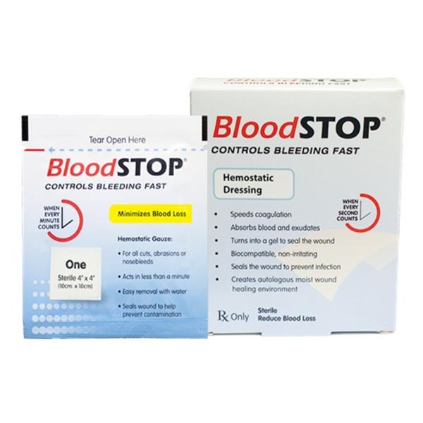BloodSTOP Sodium Carboxymethyl Cellulose Hemostatic Dressing 4x4" Sterile Square