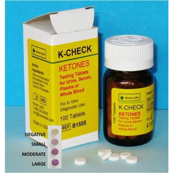 K-Check Ketone Reagent Tablets For Urine / Serum / Plasma / Whole Blood 100/Bt