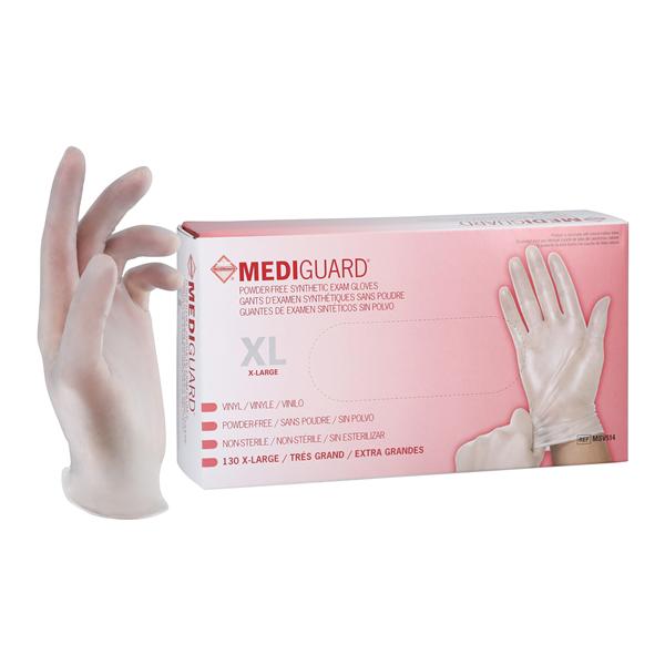 MediGuard Vinyl Exam Gloves X-Large Clear Non-Sterile 130/Bx, 10 BX/CA