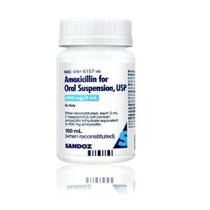 Amoxicillin Oral Suspension 400mg/5mL Bottle 100mL/BT Each
