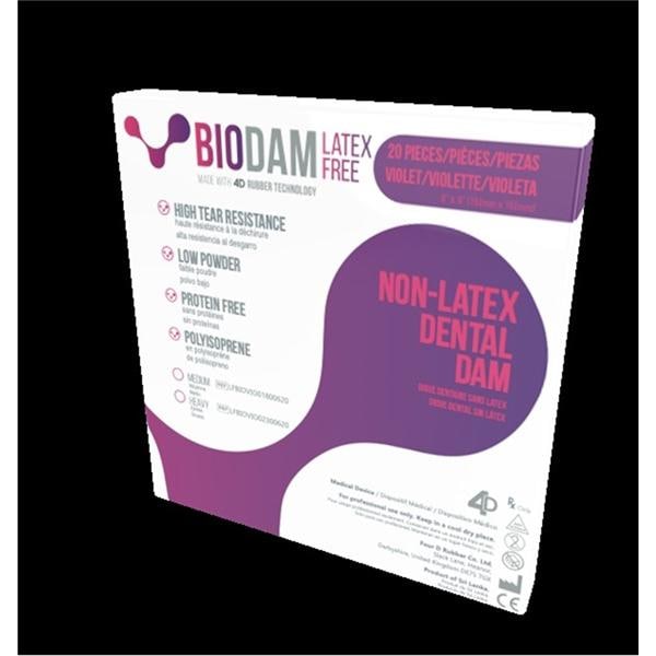 BIODAM LF Dental Dam 6 in x 6 in Med Ga Vio 20/Pk